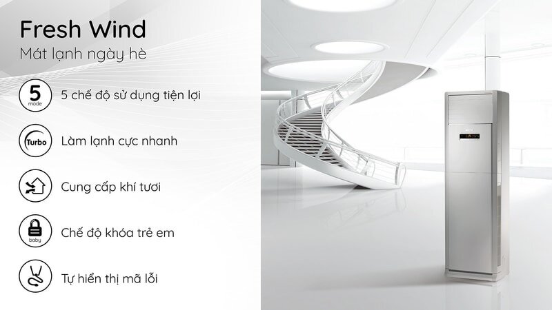 Điều hòa tủ đứng Gree 24000 BTU 1 chiều GVC24AG thiết kế