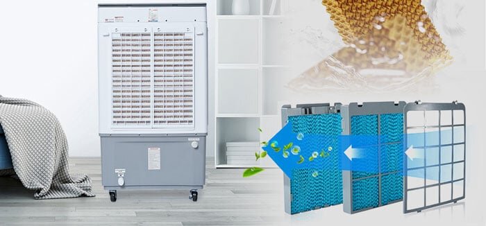 máy làm mát không khí Sunhouse SHD7734 có lưới lọc bụi và côn trùng tiện lợi