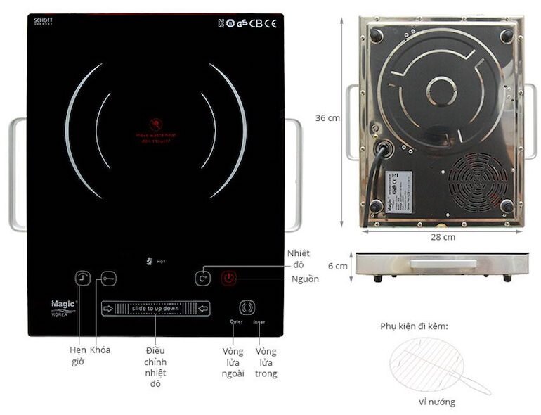 Bếp hồng ngoại dương 1 vùng nấu Magic Korea A38N