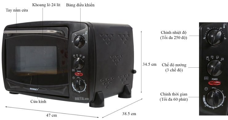 Lò nướng Sanaky VH 249S/B - 24 lít