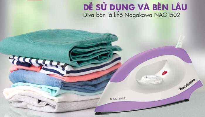 bàn là khô Nagakawa NAG1502 có kiểu dáng hiện đại