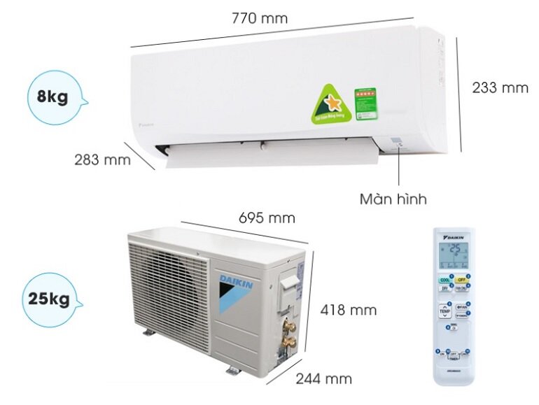 Thiết kế điều hòa Daikin FTF25 nhỏ gọn, tinh tế 