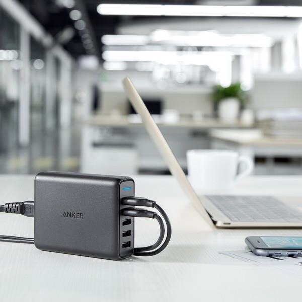 Sạc Anker 5 cổng, 63w, 2 cổng Quick Charge 3.0 - [Powerport Speed 5, 63w,  QC 3.0] - đen - A2054