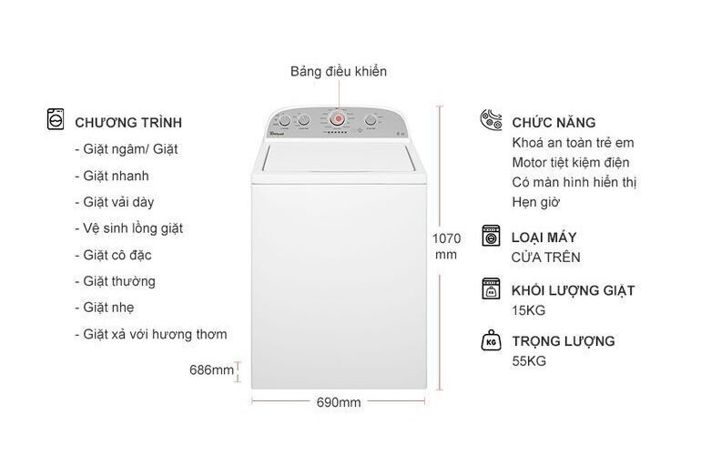 Máy giặt Whirlpool 3LWTW4815FW