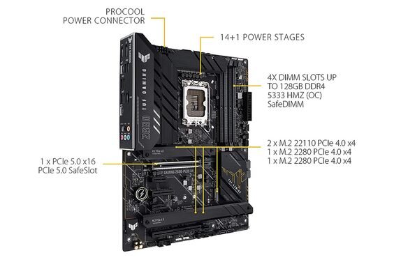 Mainboard Asus TUF Gaming Z690 - Plus D4 (LGA 1700 - ATX Form Factor - DDR4)
