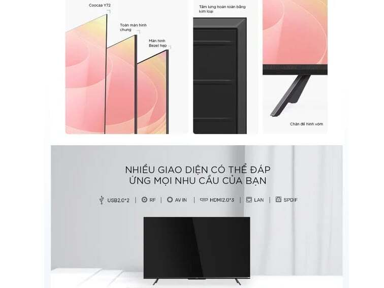 Tivi Coocaa 4K có nhiều cổng kết nối Tivi Coocaa 4K