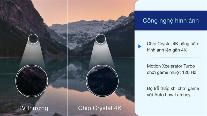 Smart tivi Samsung 65 inch 4K UA65AU7002 màn hình hiển thị