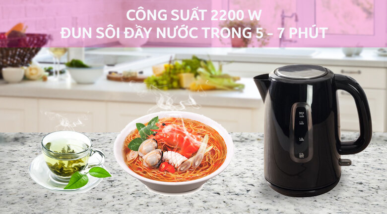 Bình siêu tốc Delites ST17P01BK 1.7 lít Bình siêu tốc Delites ST17P01BK 1.7 lít