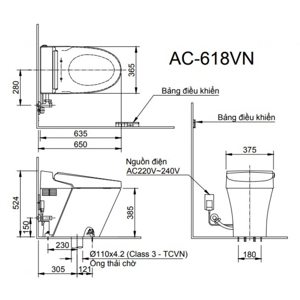 Bản vẽ bồn cầu INAX Satis S AC-618VN