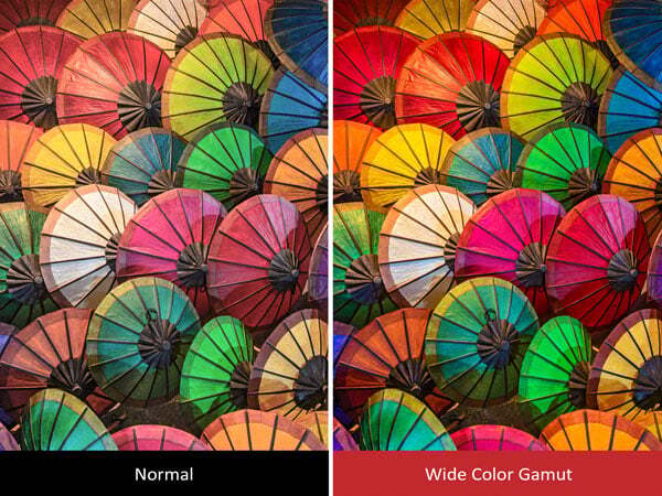 Công nghệ dải màu rộng Wide Color Gamut cho khung hình có màu sắc tươi sáng hơn Công nghệ dải màu rộng Wide Color Gamut cho khung hình có màu sắc tươi sáng hơn