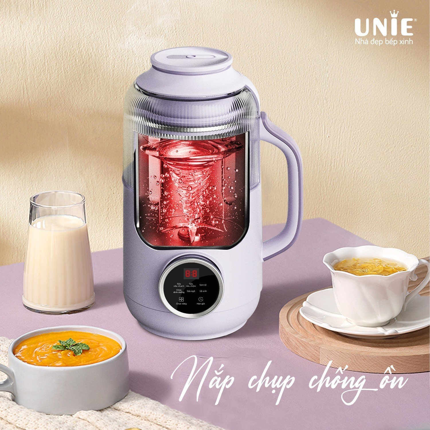 Máy làm sữa hạt có nắp chống ồn Máy làm sữa hạt mini