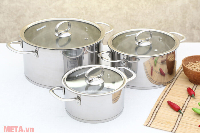 Bộ nồi inox cao cấp Sunhouse SH890 (3 chiếc) Bộ nồi inox cao cấp Sunhouse SH890 (3 chiếc)