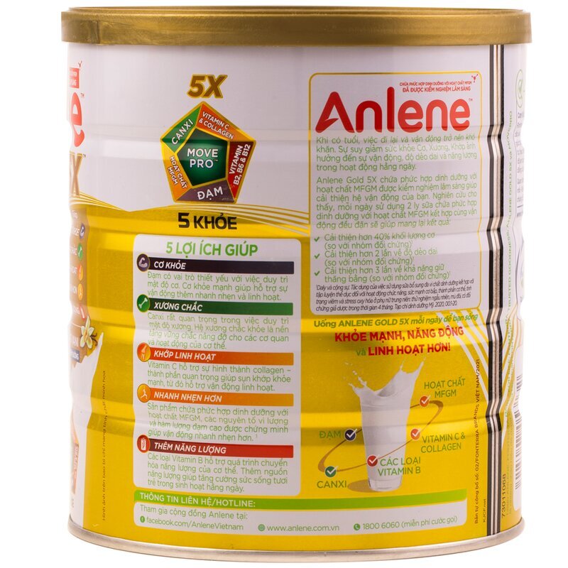 Sữa bột Anlene Gold 5X 800g cho người trên 40 tuổi