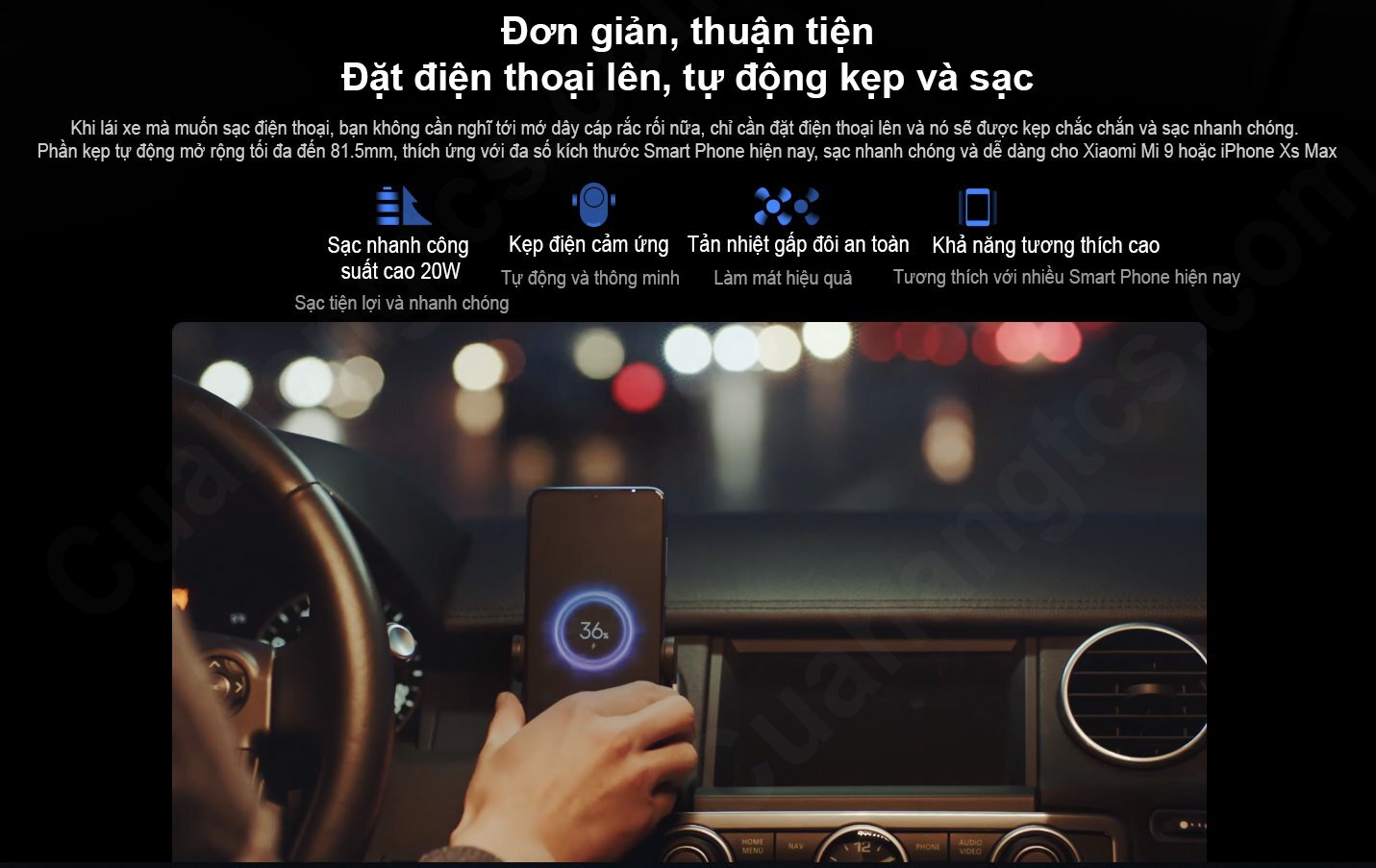 Kẹp điện thoại kiêm sạc không dây ô tô Xiaomi WCJ02ZM