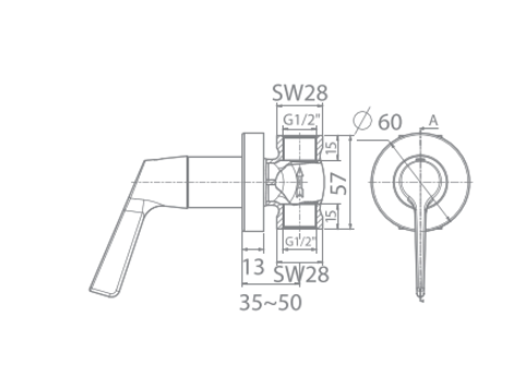 Bản vẽ kỹ thuật vòi sen tắm âm tường American Standard WF-T605