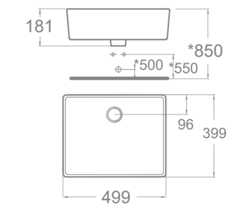 Bản vẽ kỹ thuật chậu rửa Lavabo đặt bàn American Standard WP-F611