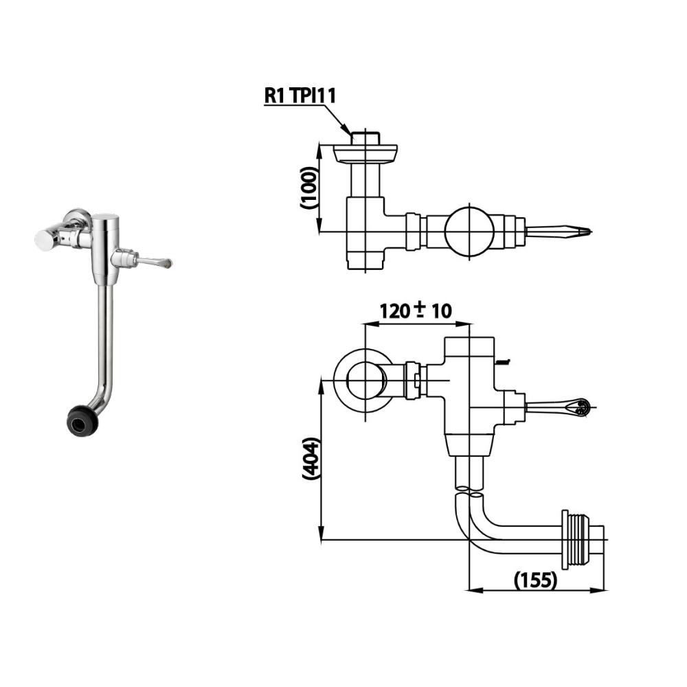 Bản vẽ kỹ thuật van xả bồn cầu CT457XNL COTTO