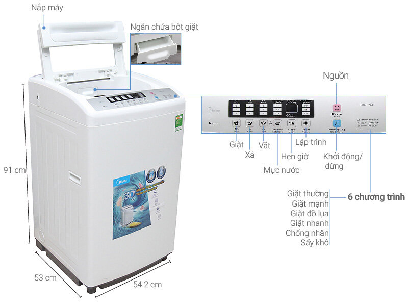 Máy giặt Midea 7.5 kg MAM-7502 Máy giặt Midea 7.5 kg MAM-7502
