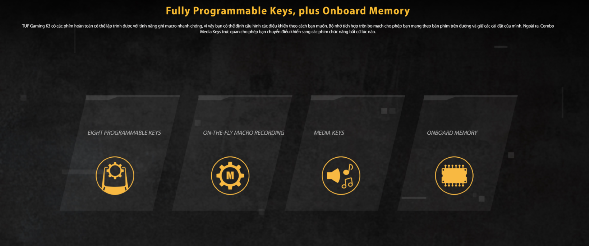 Bàn phím cơ Asus TUF K3 (RGB/USB/Red sw)