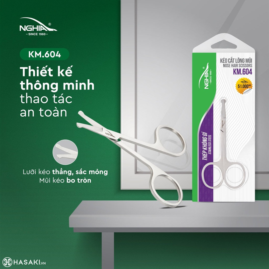 Sản phẩm Kéo Tỉa Lông Kềm Nghĩa Thép Không Gỉ Đầu Tròn KM.604 hiện đã có mặt tại Hasaki
