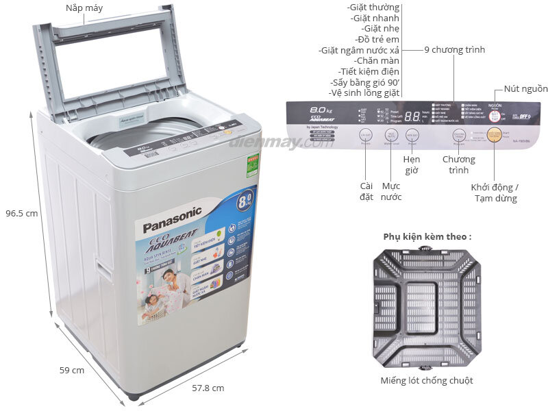 Máy giặt Panasonic NA-F80VB6HRV 8kg