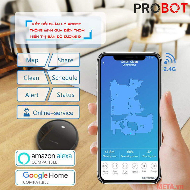 Máy hút bụi lau nhà Probot Tesvor 990 Google Alexa