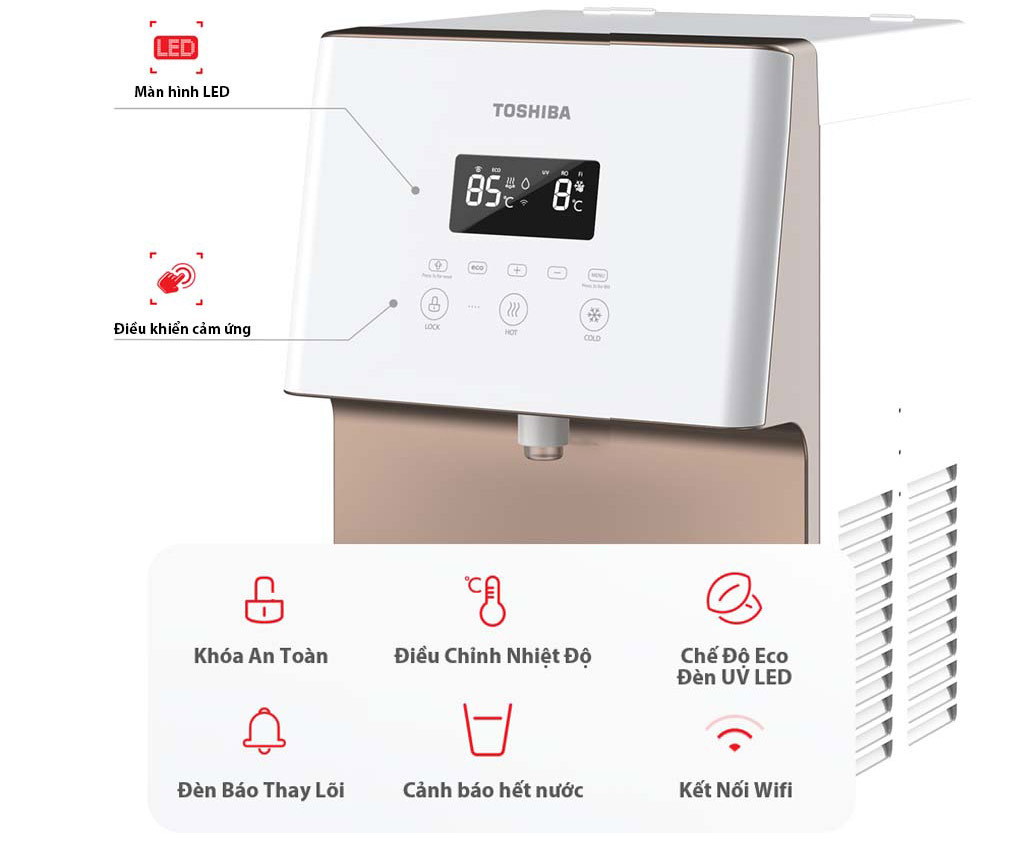 Máy lọc nước UV Toshiba TWP-W1630SVN(W) 7 Máy lọc nước Toshiba TWP-W1630SVN(W) có khóa trẻ em