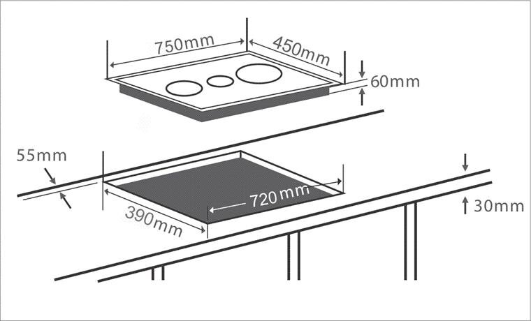 Bếp 3 hỗn hợp từ-hồng ngoại Chef's EH-MIX533 5500 W