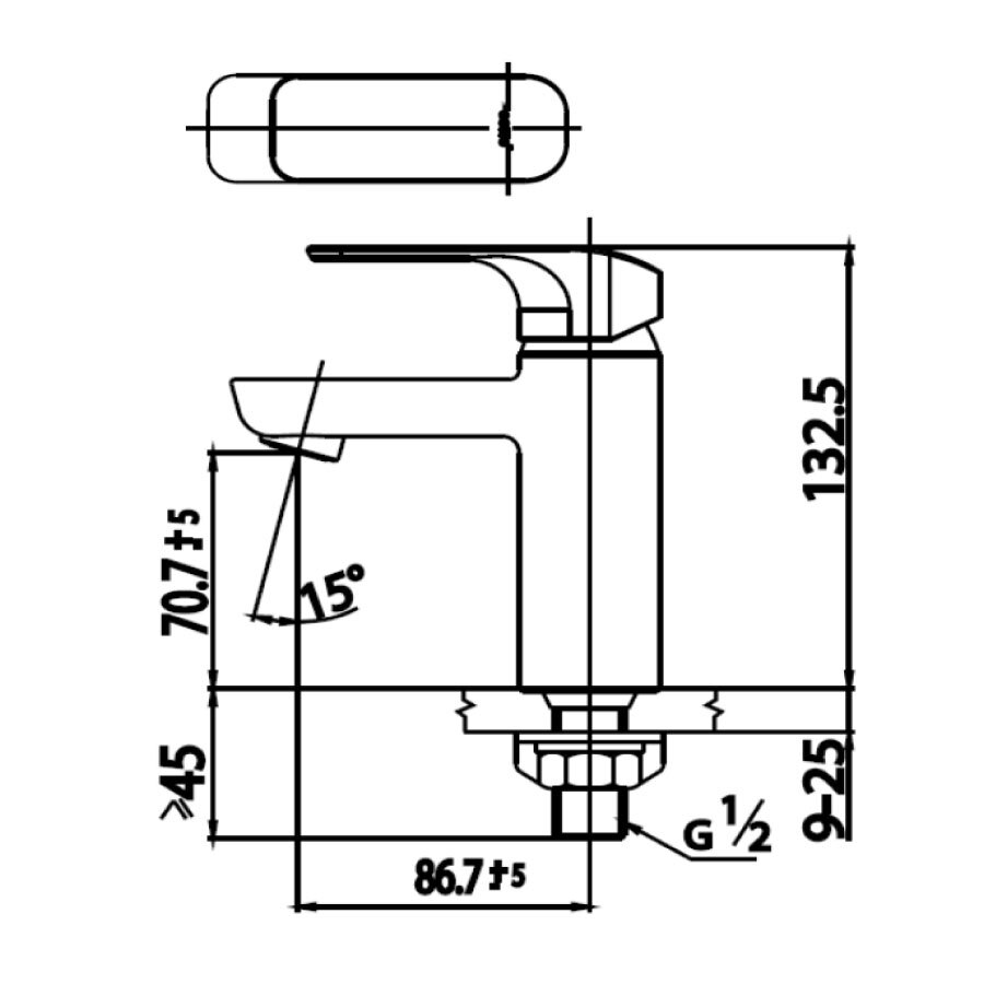 Bản vẽ kỹ thuật vòi lavabo lạnh COTTO CT1141A(HM)