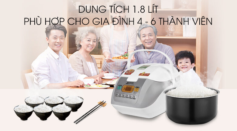 Nồi cơm điện tử Sharp 1.8 lít KS-COM18V Nồi cơm điện tử Sharp 1.8 lít KS-COM18V