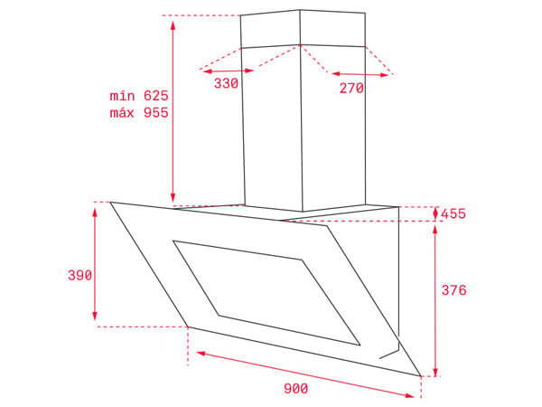 Kích thước lắp đặt máy hút mùi Kích thước lắp đặt máy hút mùi