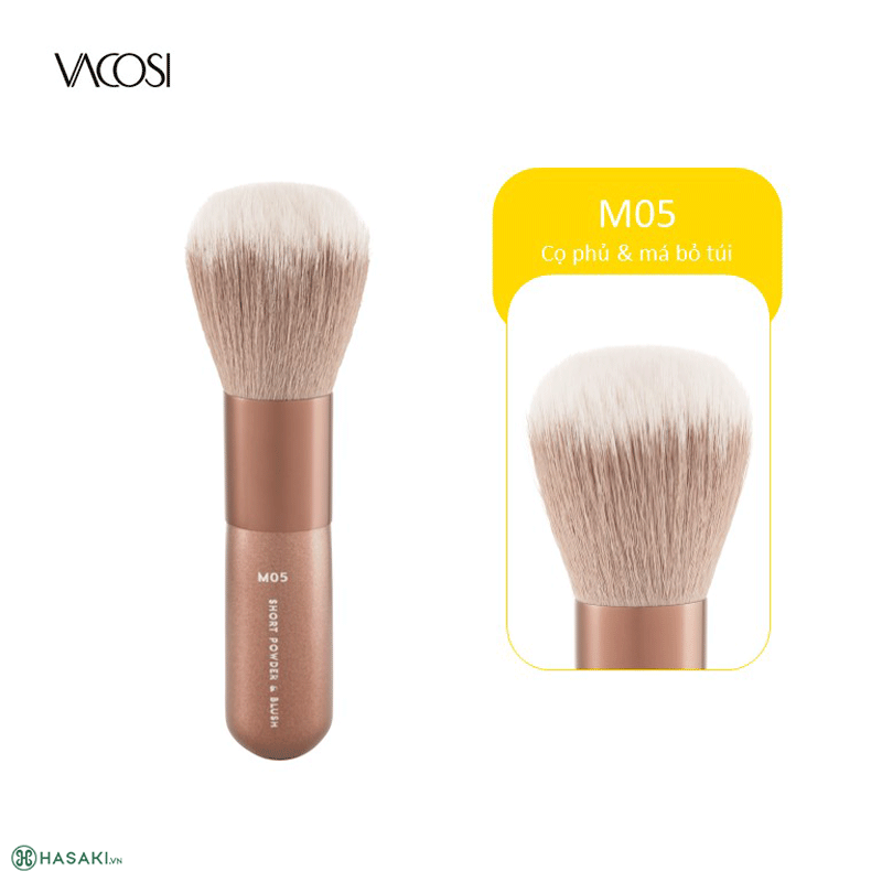 Cọ Phủ Đầu Tròn Bỏ Túi Vacosi Short Powder & Blush Brush - M05