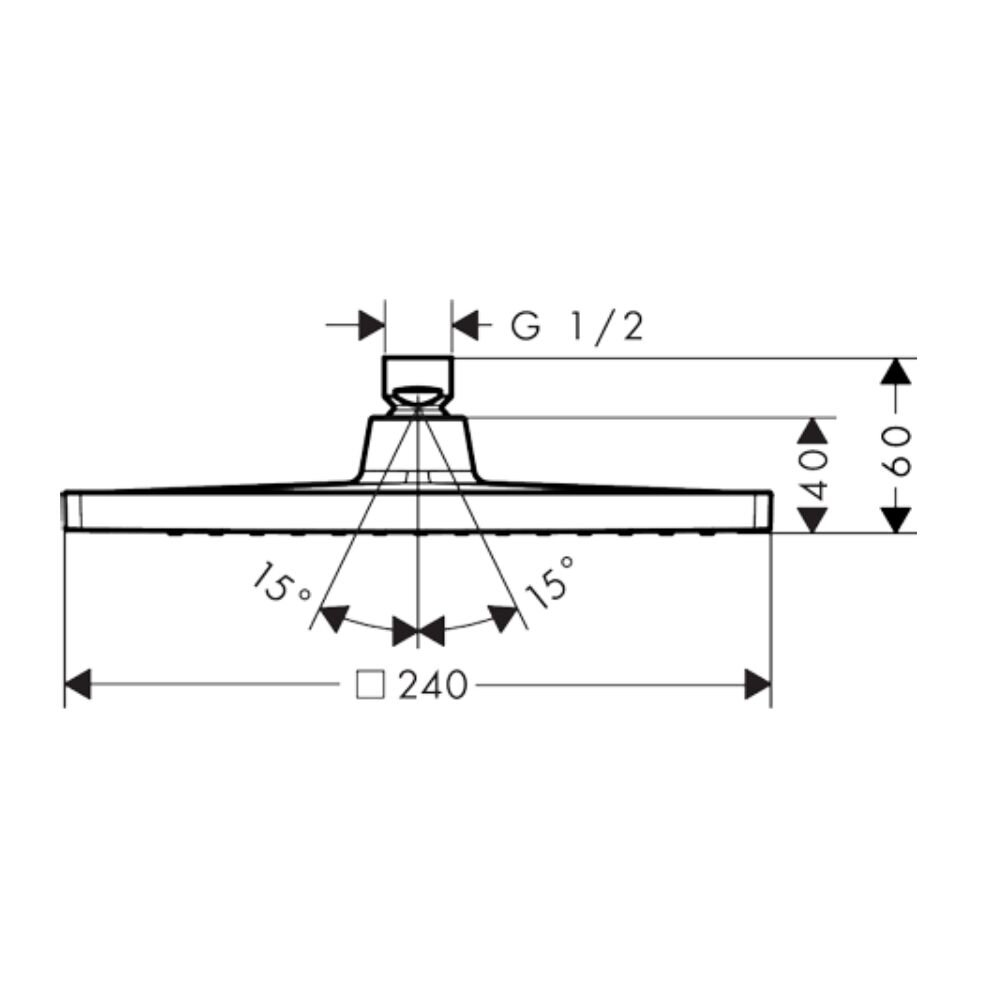 Bản vẽ kỹ thuật của bát sen trần HG Crometta E 240 Hansgrohe 26726000