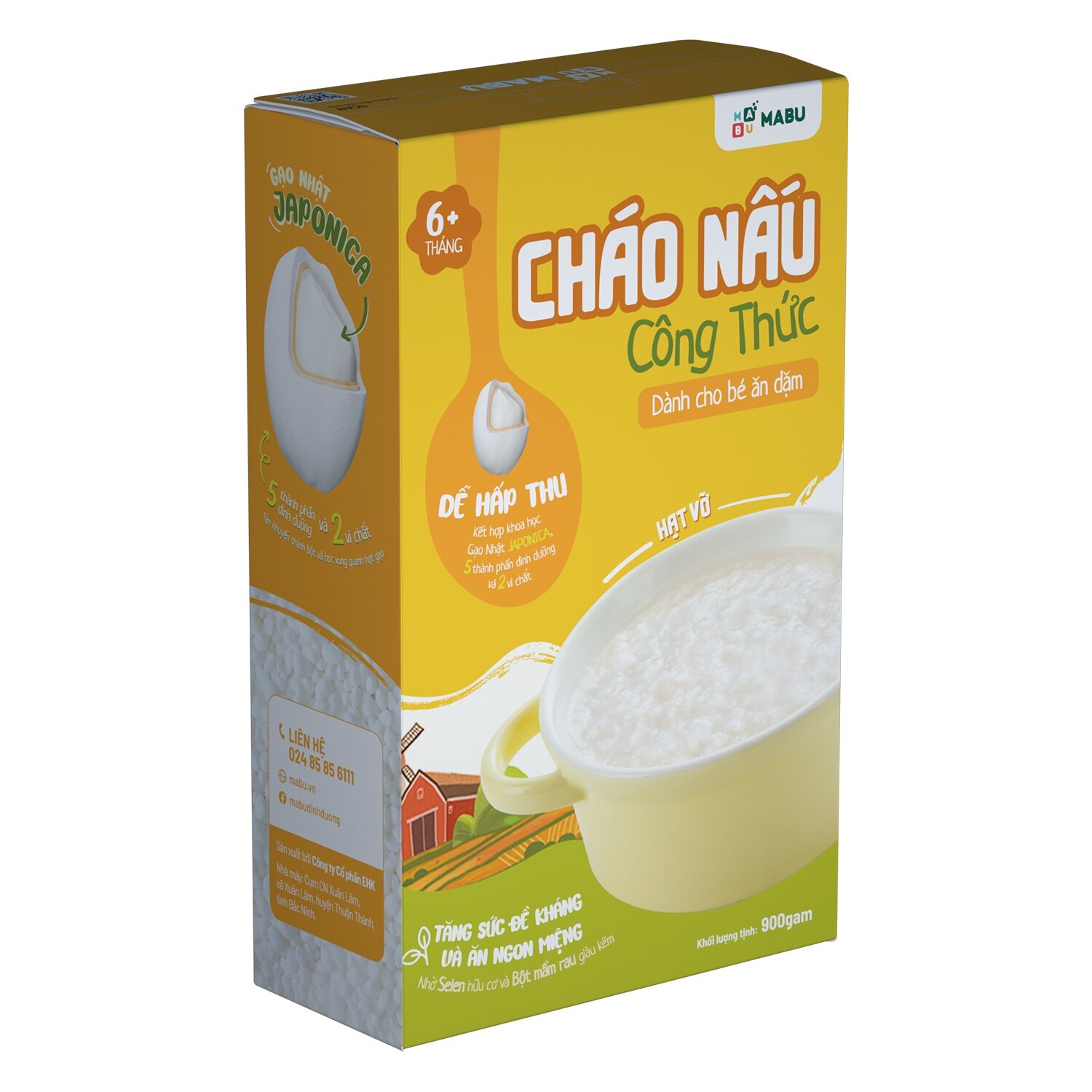 Cháo hạt vỡ ăn dặm Mabu 900g