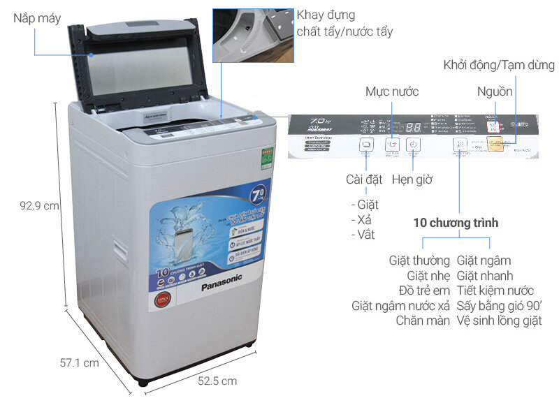 Máy giặt Panasonic 7 kg NA-F70VS7HCV Máy giặt Panasonic 7 kg NA-F70VS7HCV