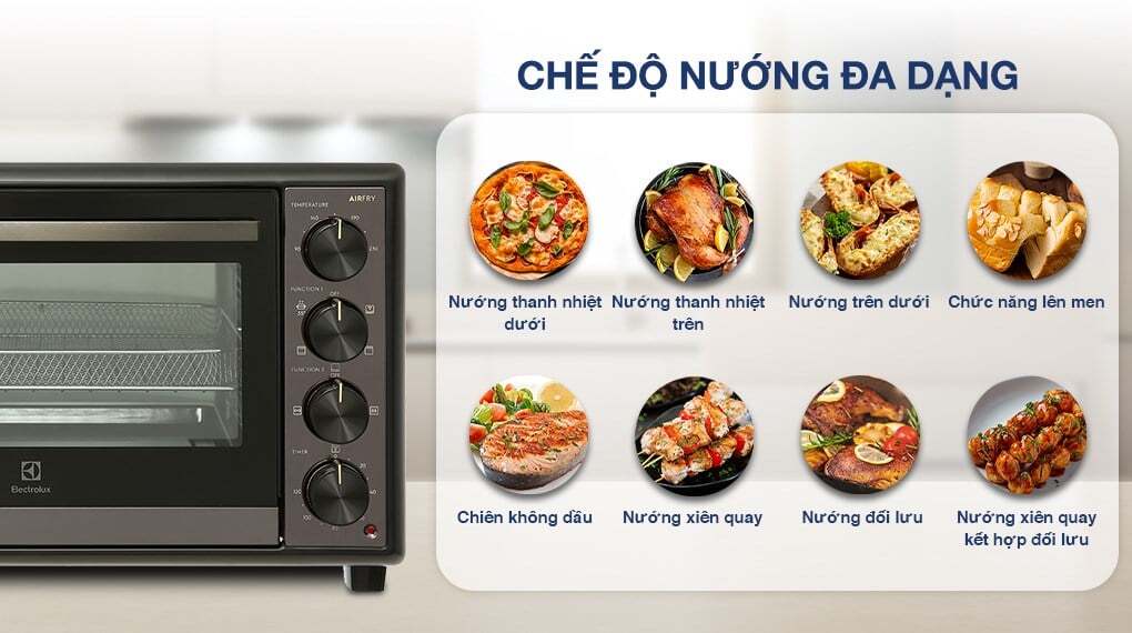 Electrolux EOT5622XFG có nhiều chế nướng khác nhau Electrolux EOT5622XFG có nhiều chế nướng khác nhau