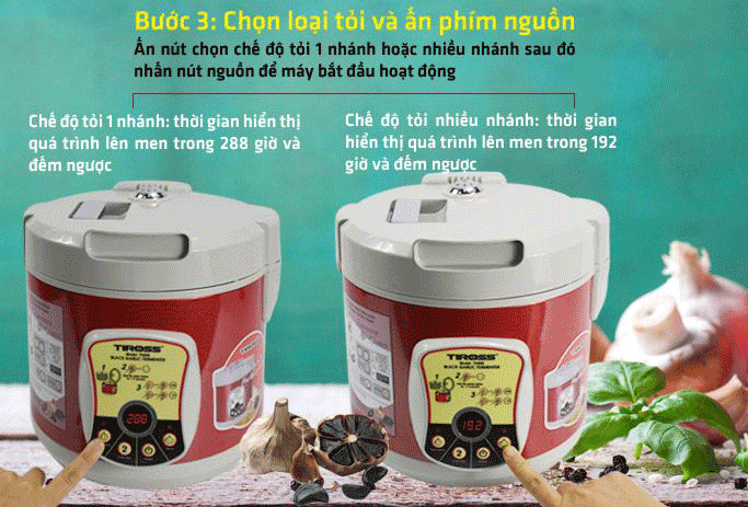 Máy làm tỏi đen TIROSS TS906, 90W (Màu đỏ mận)