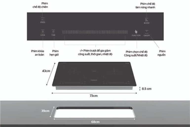 Bếp từ âm 2 vùng nấu Sunhouse SHB38-HP