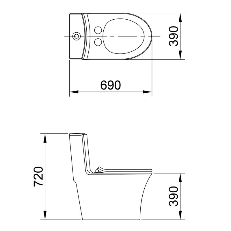 Bản vẽ kỹ thuật bồn cầu 1 khối Luxta LT-103