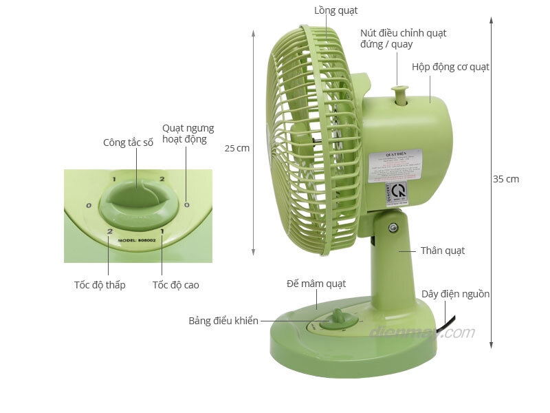 Quạt bàn Asia B08002 Xanh lá