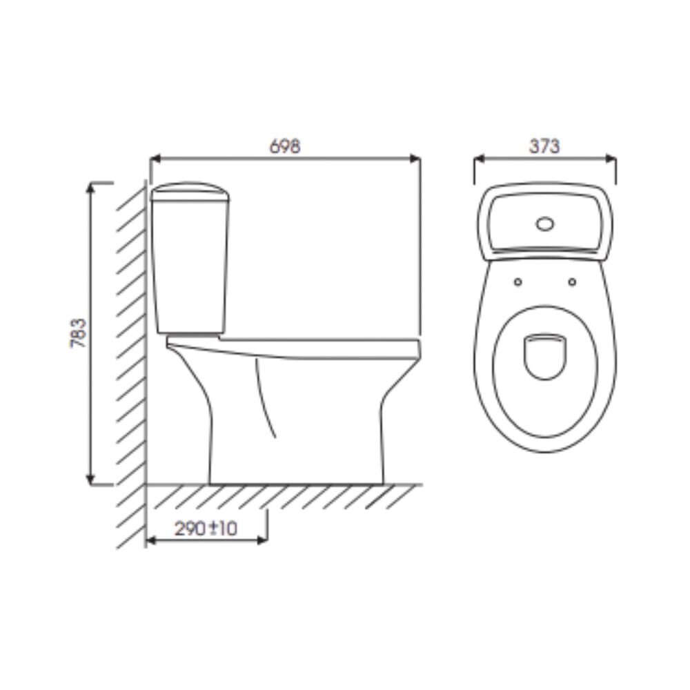 Bản vẽ kỹ thuật bồn cầu 2 khối Sand Thiên Thanh CD64