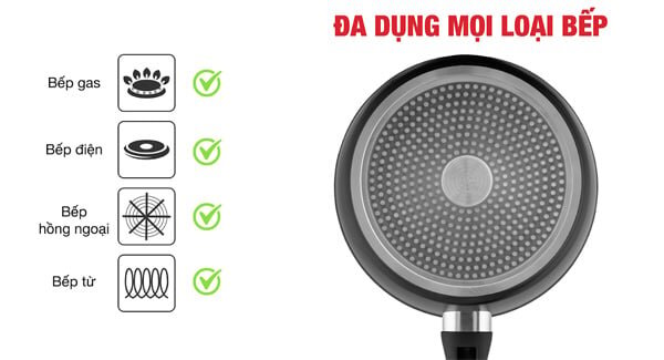 Chảo chống dính nguyên khối đáy từ Nagakawa Fuyu NAG2205 (22cm)