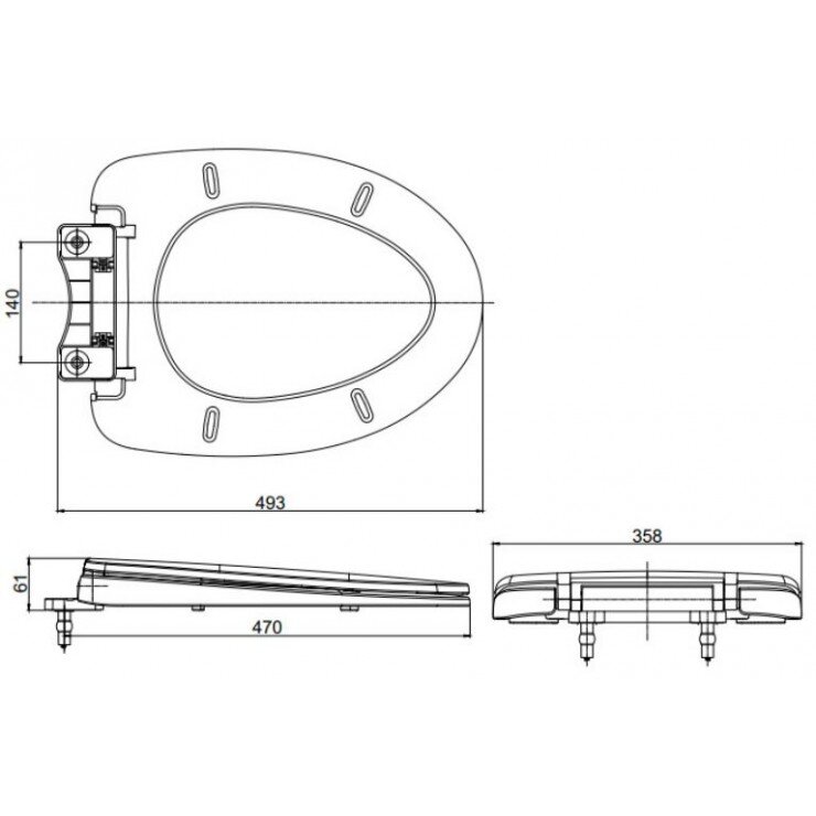Bản vẽ kỹ thuật nắp bồn cầu TOTO đóng êm TC395VS (T10)