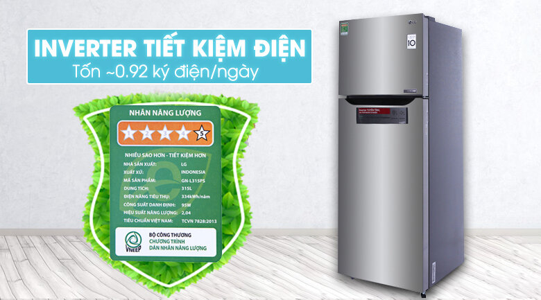 Tủ lạnh LG inverter 393 lít GN-L422PS Tủ lạnh LG inverter 393 lít GN-L422PS