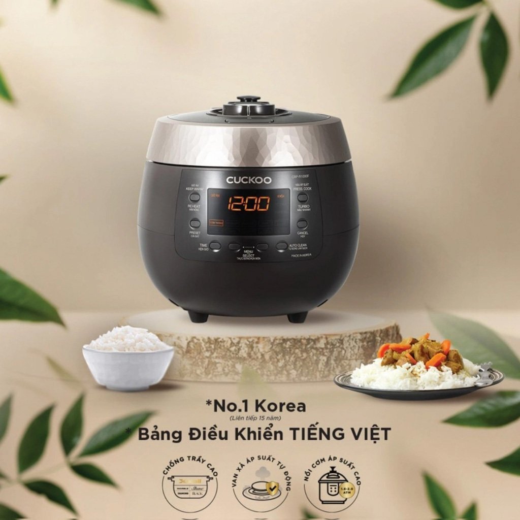 Nồi cơm điện tử áp suất Cuckoo 1.8 lít CRP-R1000F/BKGBCRVNCV Nồi cơm điện tử áp suất Cuckoo 1.8 lít CRP-R1000F/BKGBCRVNCV