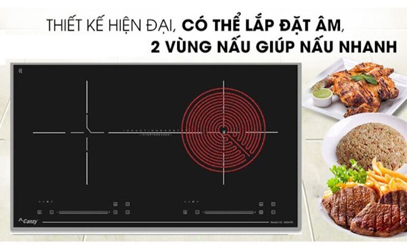 Bếp điện từ đôi Canzy CZ-SG007H được thiết kế lắp âm độc đáo