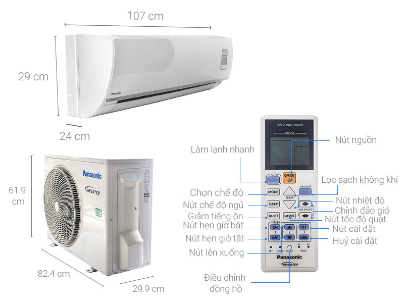 Máy lạnh Panasonic Inverter 2 HP CU/CS-PU18TKH-8