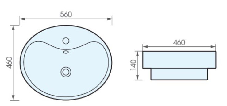 Bản vẽ kỹ thuật chậu rửa lavabo đặt bàn ATMOR AT4031Av