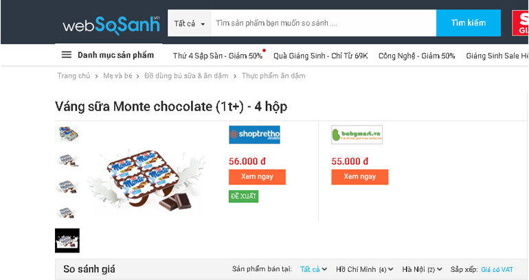 Váng sữa Monte chocolate (1t ) - 4 hộp