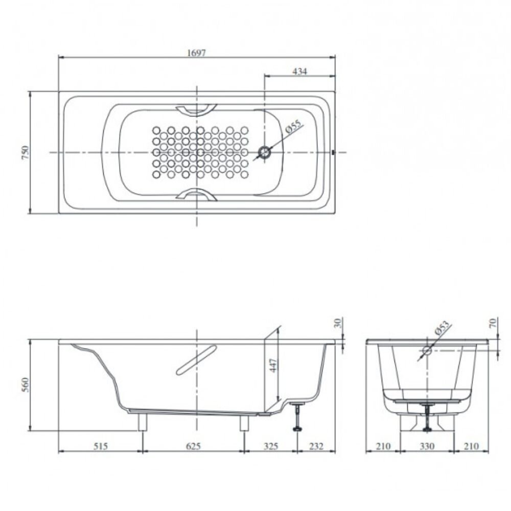 Bản Vẽ Kỹ Thuật Bồn Tắm TOTO PPY1780PE#P-DB505R-3B-TVBF412